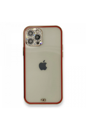 Newface iPhone 12 Pro Kılıf Liva Taşlı Silikon - Kırmızı resmi