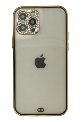 Newface iPhone 12 Pro Max Kılıf Liva Taşlı Silikon - Siyah resmi