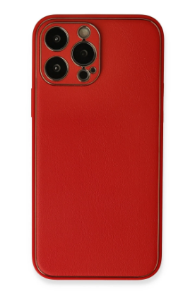 Newface iPhone 13 Pro Kılıf Coco Deri Silikon Kapak - Kırmızı resmi