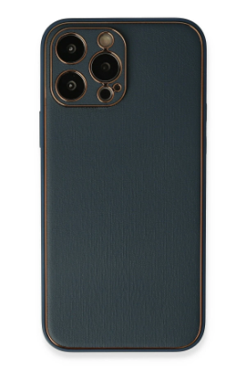 Newface iPhone 13 Pro Kılıf Coco Deri Silikon Kapak - Mavi resmi