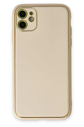 Newface iPhone 12 Kılıf Coco Deri Silikon Kapak - Gold resmi