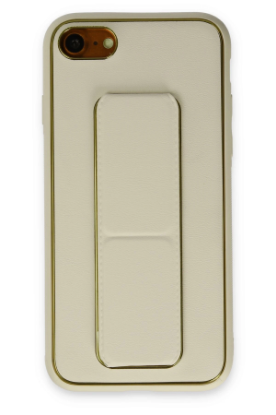 Newface iPhone 7 Kılıf Coco Deri Standlı Kapak - Beyaz resmi