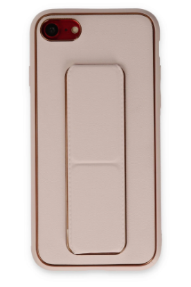Newface iPhone 7 Kılıf Coco Deri Standlı Kapak - Pudra resmi