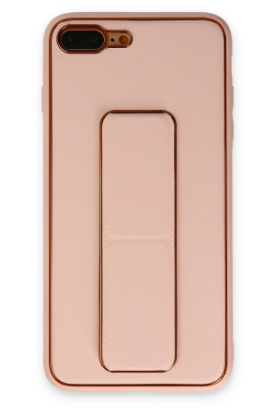 Newface iPhone 7 Plus Kılıf Coco Deri Standlı Kapak - Pudra resmi