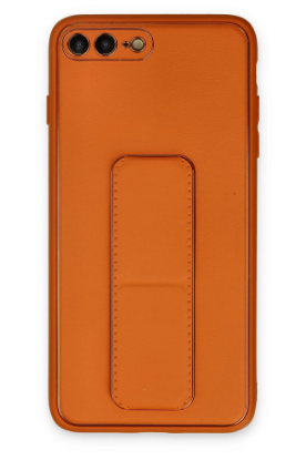 Newface iPhone 7 Plus Kılıf Coco Deri Standlı Kapak - Turuncu resmi