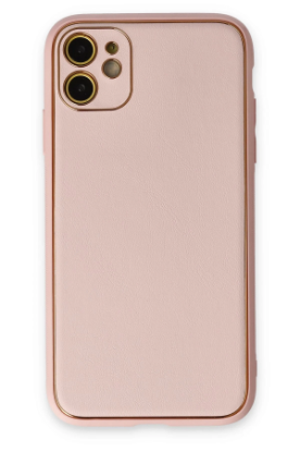 Newface iPhone 12 Kılıf Coco Deri Silikon Kapak - Pudra resmi