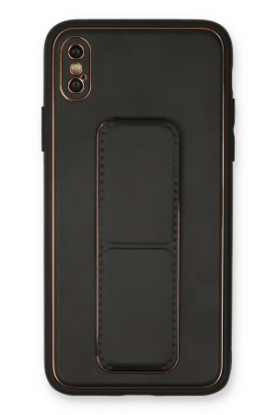 Newface iPhone XS Max Kılıf Coco Deri Standlı Kapak - Siyah resmi