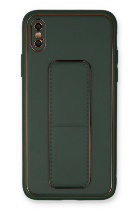 Newface iPhone XS Max Kılıf Coco Deri Standlı Kapak - Yeşil resmi