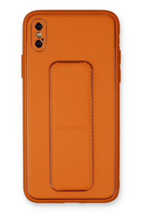 Newface iPhone XS Max Kılıf Coco Deri Standlı Kapak - Turuncu resmi