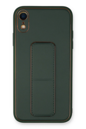 Newface iPhone XR Kılıf Coco Deri Standlı Kapak - Yeşil resmi