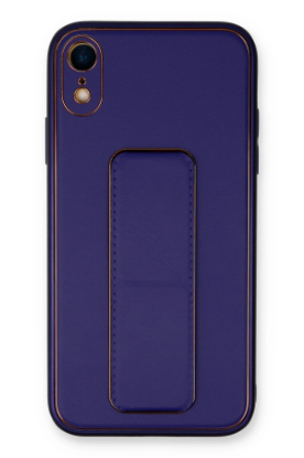 Newface iPhone XR Kılıf Coco Deri Standlı Kapak - Mor resmi