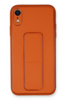 Newface iPhone XR Kılıf Coco Deri Standlı Kapak - Turuncu resmi