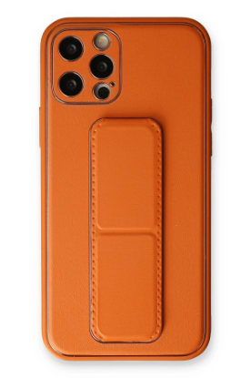 Newface iPhone 12 Pro Kılıf Coco Deri Standlı Kapak - Turuncu resmi