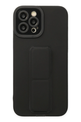 Newface iPhone 12 Pro Max Kılıf Mega Standlı Silikon - Siyah resmi