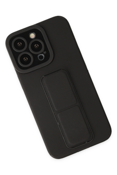 Newface iPhone 13 Pro Kılıf Mega Standlı Silikon - Siyah resmi