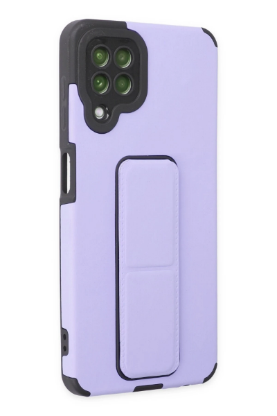 Newface Samsung Galaxy A22 Kılıf Mega Standlı Silikon - Lila resmi