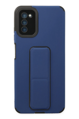 Newface Samsung Galaxy A03S Kılıf Mega Standlı Silikon - Mavi resmi