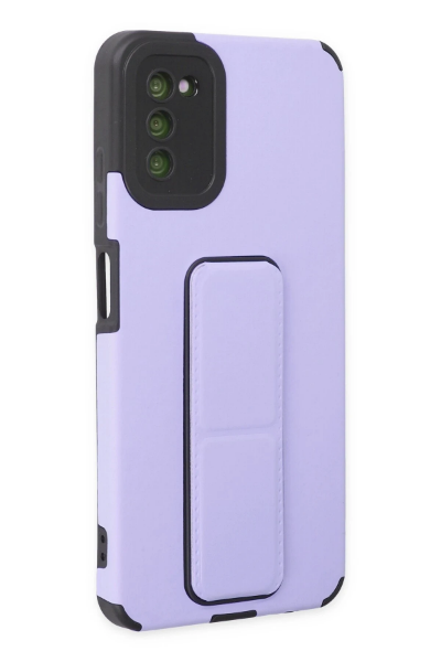 Newface Samsung Galaxy A03S Kılıf Mega Standlı Silikon - Lila resmi