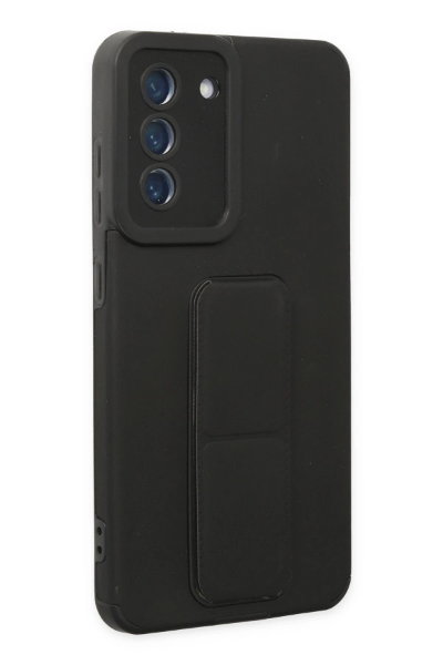 Newface Samsung Galaxy S21 FE Kılıf Mega Standlı Silikon - Siyah resmi