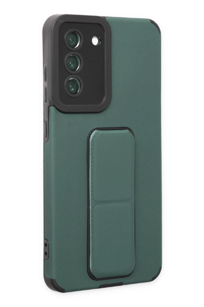 Newface Samsung Galaxy S21 FE Kılıf Mega Standlı Silikon - Yeşil resmi