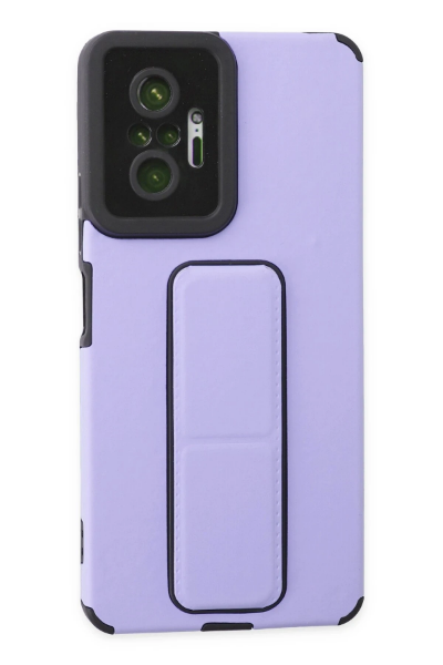 Newface Xiaomi Redmi Note 10 Pro Kılıf Mega Standlı Silikon - Lila resmi