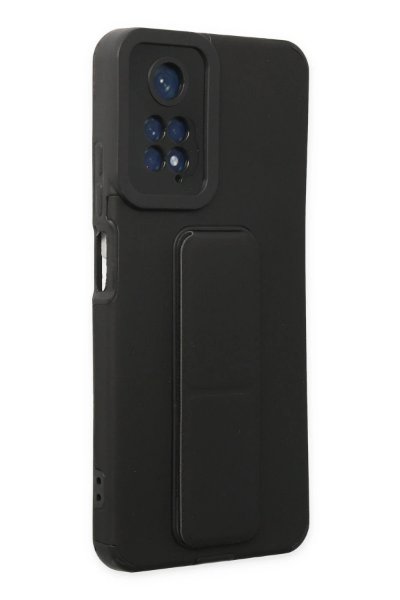 Newface Xiaomi Redmi Note 11 Kılıf Mega Standlı Silikon - Siyah resmi