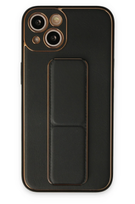 Newface iPhone 14 Kılıf Coco Deri Standlı Kapak - Siyah resmi