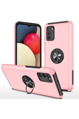 Newface Samsung Galaxy A02S Kılıf Elit Yüzüklü Kapak - Pembe resmi