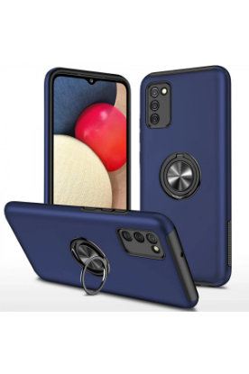 Newface Samsung Galaxy A02S Kılıf Elit Yüzüklü Kapak - Lacivert resmi