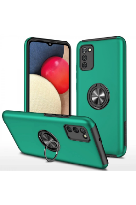 Newface Samsung Galaxy A02S Kılıf Elit Yüzüklü Kapak - Yeşil resmi