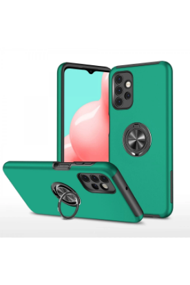 Newface Samsung Galaxy A72 Kılıf Elit Yüzüklü Kapak - Yeşil resmi