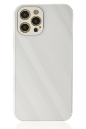 Newface iPhone 12 Pro Kılıf Glass Kapak - Beyaz resmi