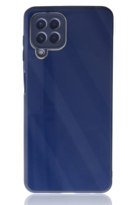 Newface Samsung Galaxy A22 Kılıf Glass Kapak - Lacivert resmi