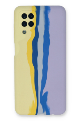 Newface Samsung Galaxy A22 Kılıf Ebruli Lansman Silikon - Sarı-Lila resmi