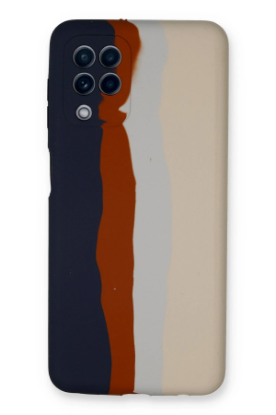 Newface Samsung Galaxy A22 Kılıf Ebruli Lansman Silikon - Lacivert-Krem resmi