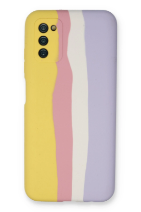 Newface Samsung Galaxy A03S Kılıf Ebruli Lansman Silikon - Sarı-Mavi resmi