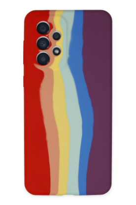 Newface Samsung Galaxy A73 5G Kılıf Ebruli Lansman Silikon - Kırmızı-Mor resmi