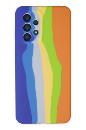 Newface Samsung Galaxy A73 5G Kılıf Ebruli Lansman Silikon - Mavi-Turuncu resmi