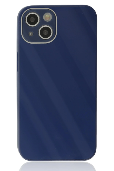 Newface iPhone 14 Plus Kılıf Glass Kapak - Lacivert resmi
