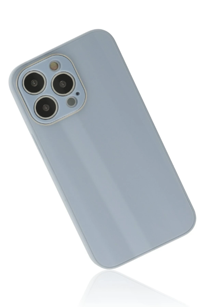 Newface iPhone 14 Pro Max Kılıf Glass Kapak - Sky Blue resmi