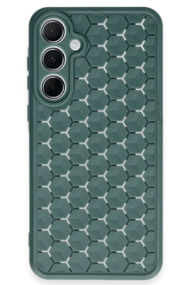 Newface Samsung Galaxy A25 5G Kılıf Petek Silikon Kapak - Koyu Yeşil resmi