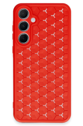 Newface Samsung Galaxy A35 5G Kılıf Petek Silikon Kapak - Kırmızı resmi