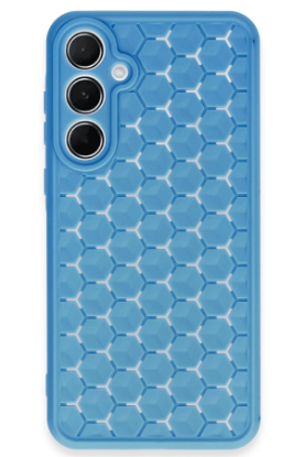 Newface Samsung Galaxy A55 5G Kılıf Petek Silikon Kapak - Mavi resmi