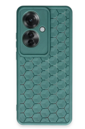 Newface Oppo Reno 11F Kılıf Petek Silikon Kapak - Koyu Yeşil resmi