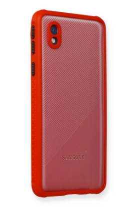 Newface Samsung Galaxy A01 Core Kılıf Miami Şeffaf Silikon - Kırmızı resmi