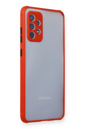 Newface Samsung Galaxy A72 Kılıf Miami Şeffaf Silikon - Kırmızı resmi