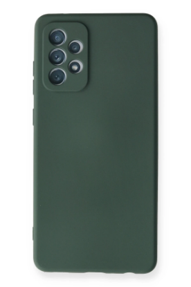 Newface Samsung Galaxy A72 Kılıf Nano içi Kadife Silikon - Koyu Yeşil resmi