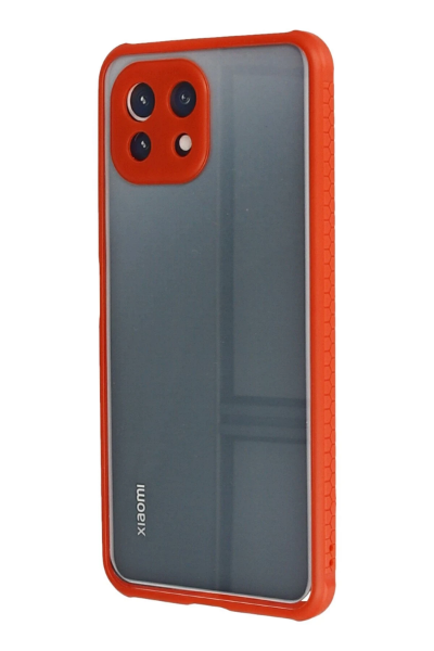 Newface Xiaomi Mİ 11 Lite Kılıf Miami Şeffaf Silikon - Kırmızı resmi