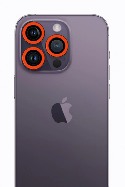 Newface iPhone 12 Pro Max Neon Fosforlu Kamera Lens - Turuncu resmi