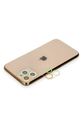 Newface iPhone 11 Pro Max Renkli Kamera Lens Koruma Cam - Sarı-Turuncu resmi